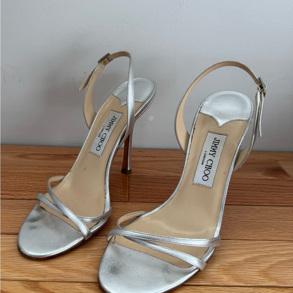 Jimmy Choo Silver Strappy Heels for Women size 38.5 - Picture 4 of 7